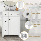 24-Inch Bathroom Vanity Cabinet with Ceramic Sink, 2 Drawers, 1 Door