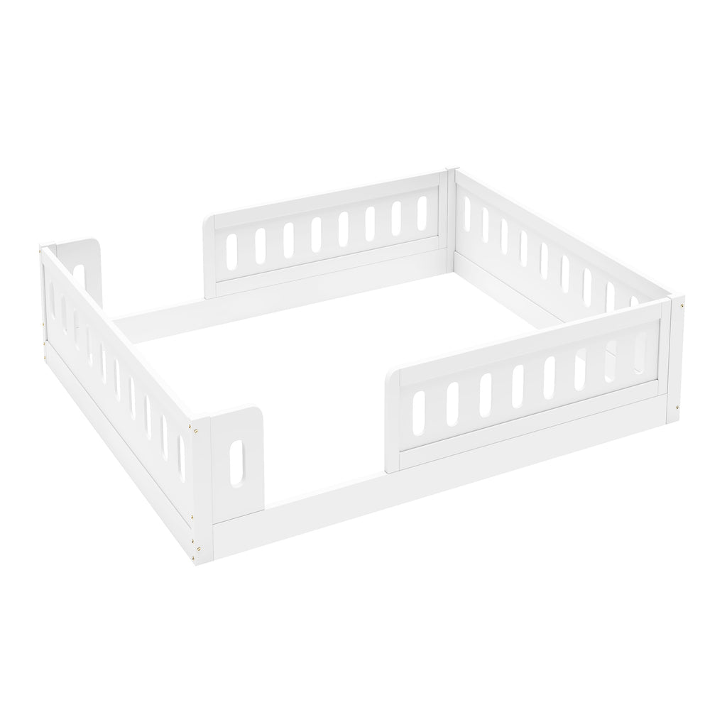 Wood Full Size Platform Bed with Guardrail