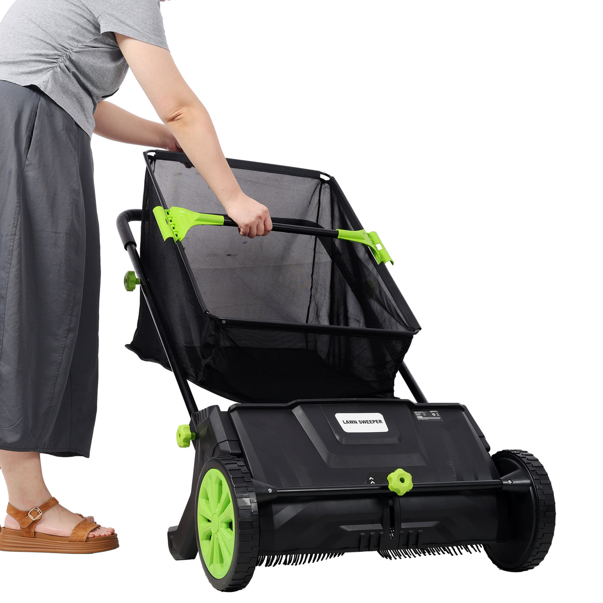 Hand Push Lawn Sweeper - 21 Inch Leaf & Grass Collector