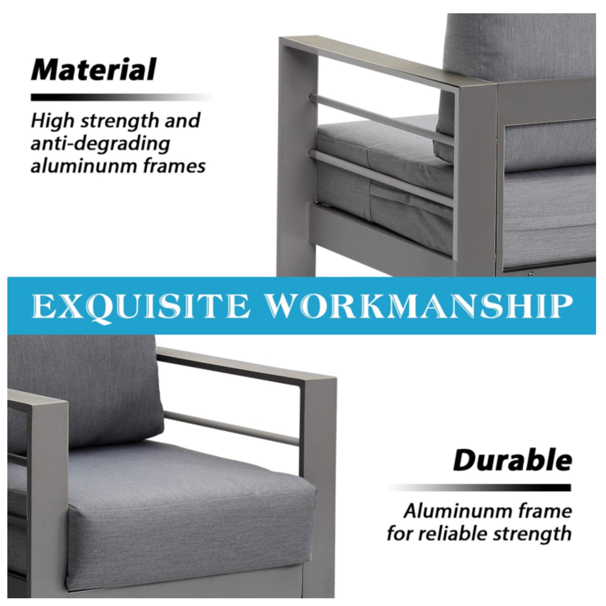 50" All-Weather Aluminum Patio Loveseat