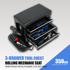 3-Drawer Tool Chest Rolling Mechanic Seat