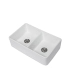 White Farmhouse Sink - Double Bowl Ceramic