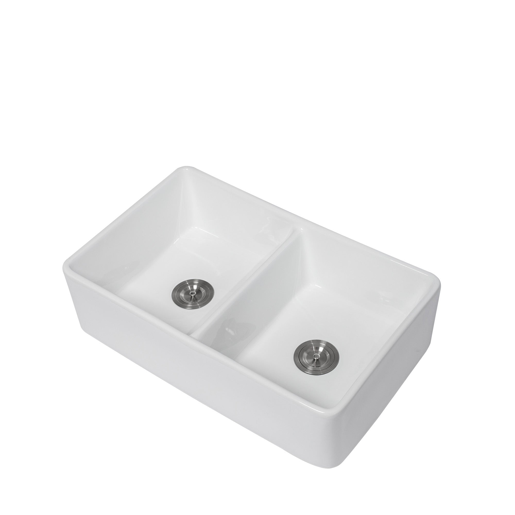 White Farmhouse Sink - Double Bowl Ceramic