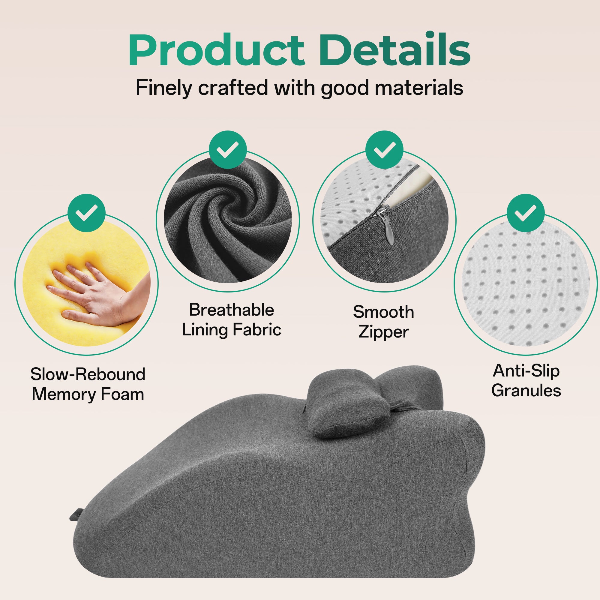 Ergonomic Spinal Posture Support Bed Pillow - Grey