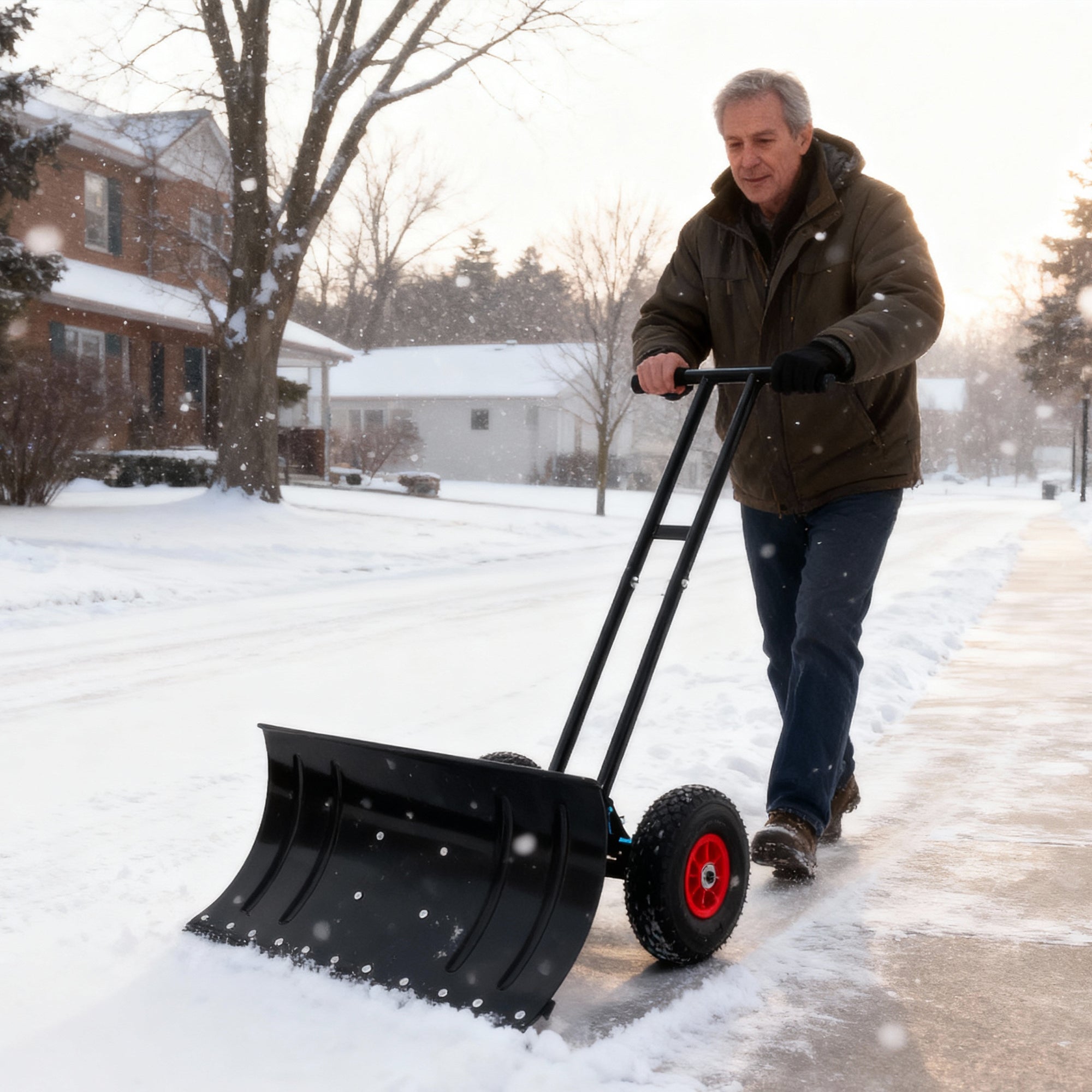 30" Heavy Duty Snow Shovel with Wheels