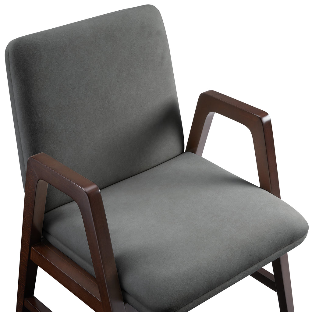 Stella Wood Velvet Armchair in Graphite