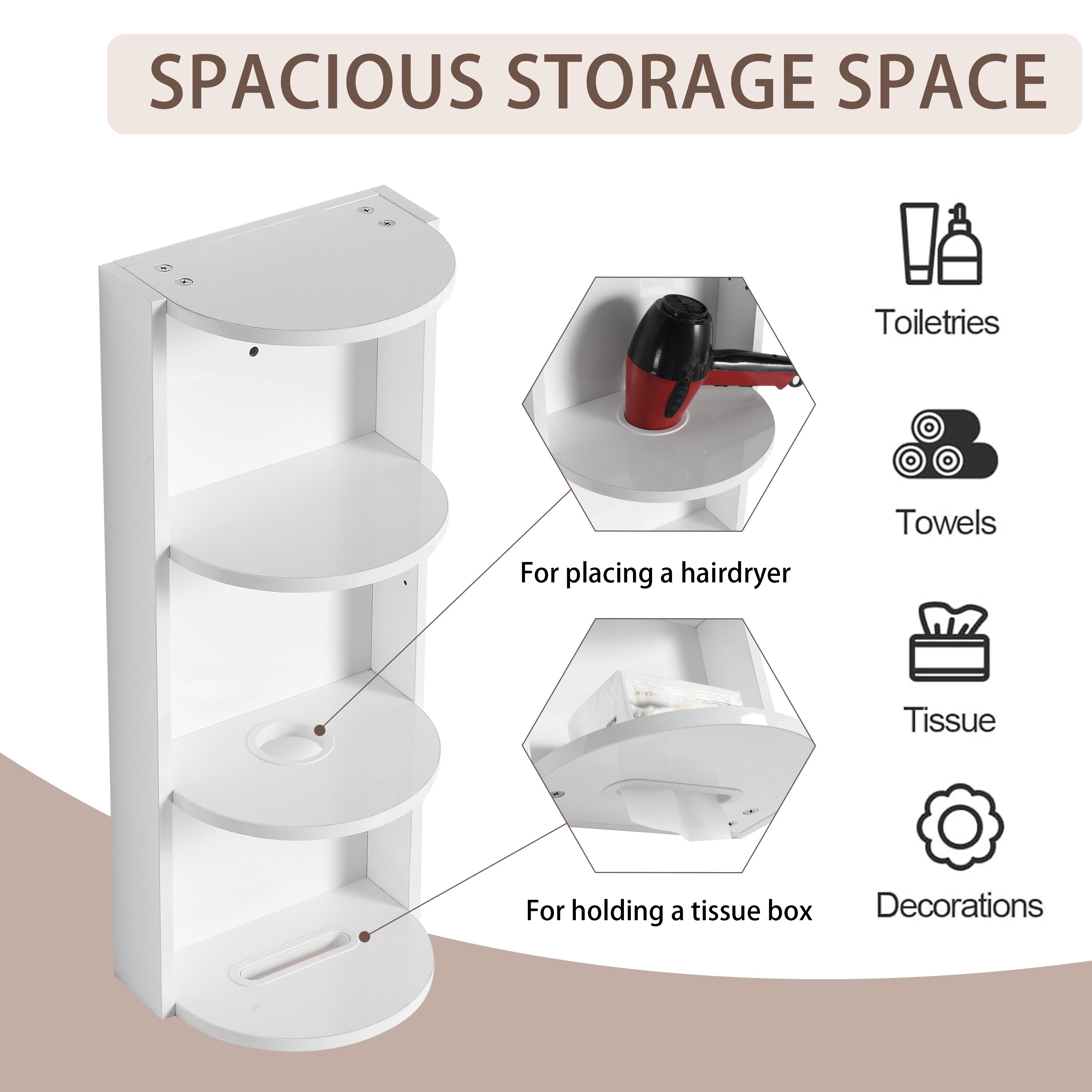12" Bathroom Wall-Mounted Storage Rack
