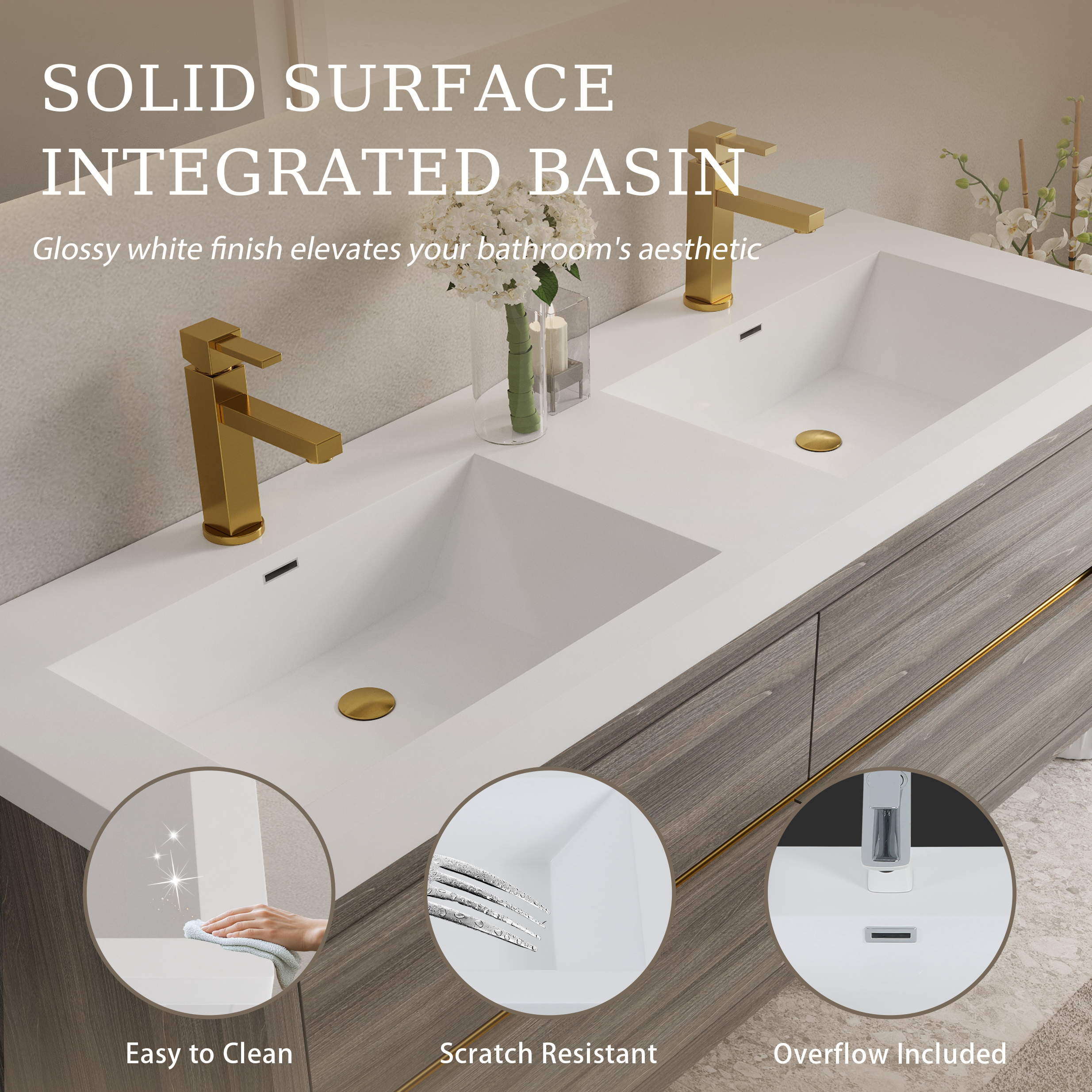 60" Wall-Mounted Bathroom Vanity with Double Sinks