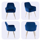 Velvet Dining Chair Set of 2 - Modern Mid-Back Accent Chairs