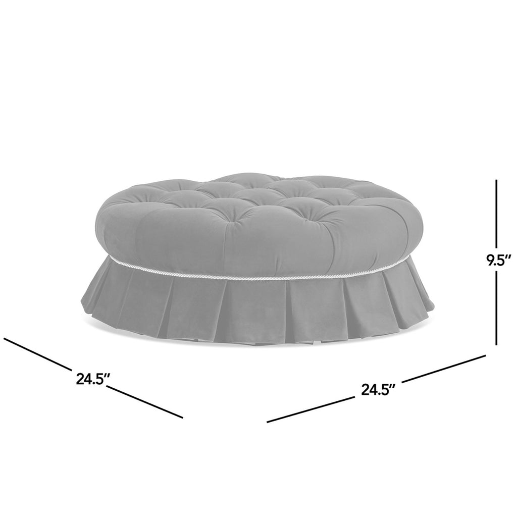 Roquefort 24.5" Round Tufted Velvet Pet Bed with Box-Pleated Skirt