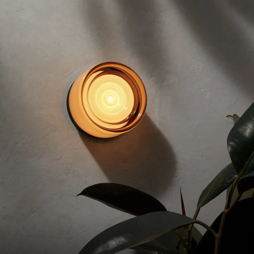 Modern Glass Round LED Wall Sconce 1-Light Aluminium Indoor Wall Lamp
