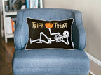 Trick or Treat Skeleton Velvet Throw Pillow – Halloween Lumbar Accent Set of 2