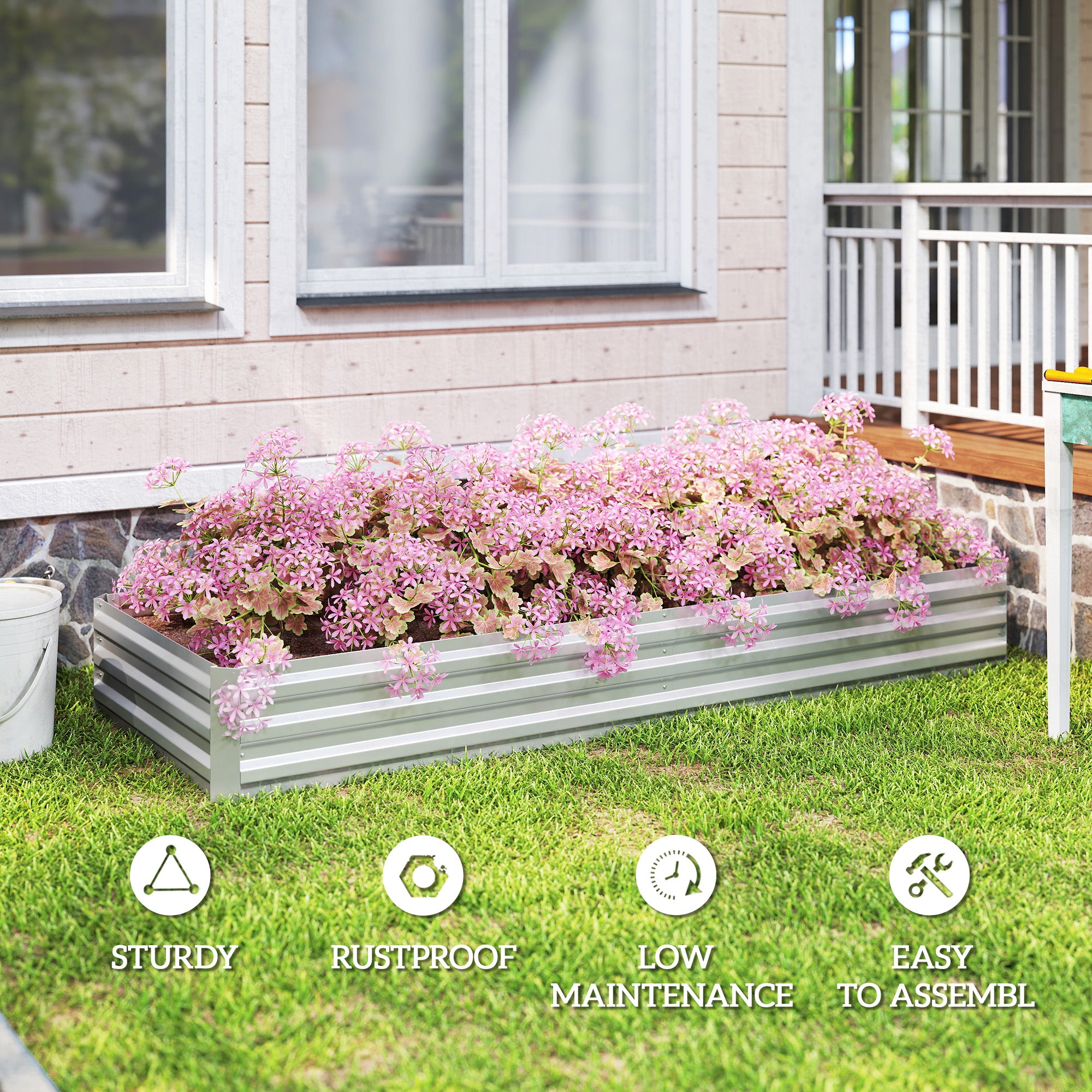 Outsunny 95" Galvanized Raised Garden Bed