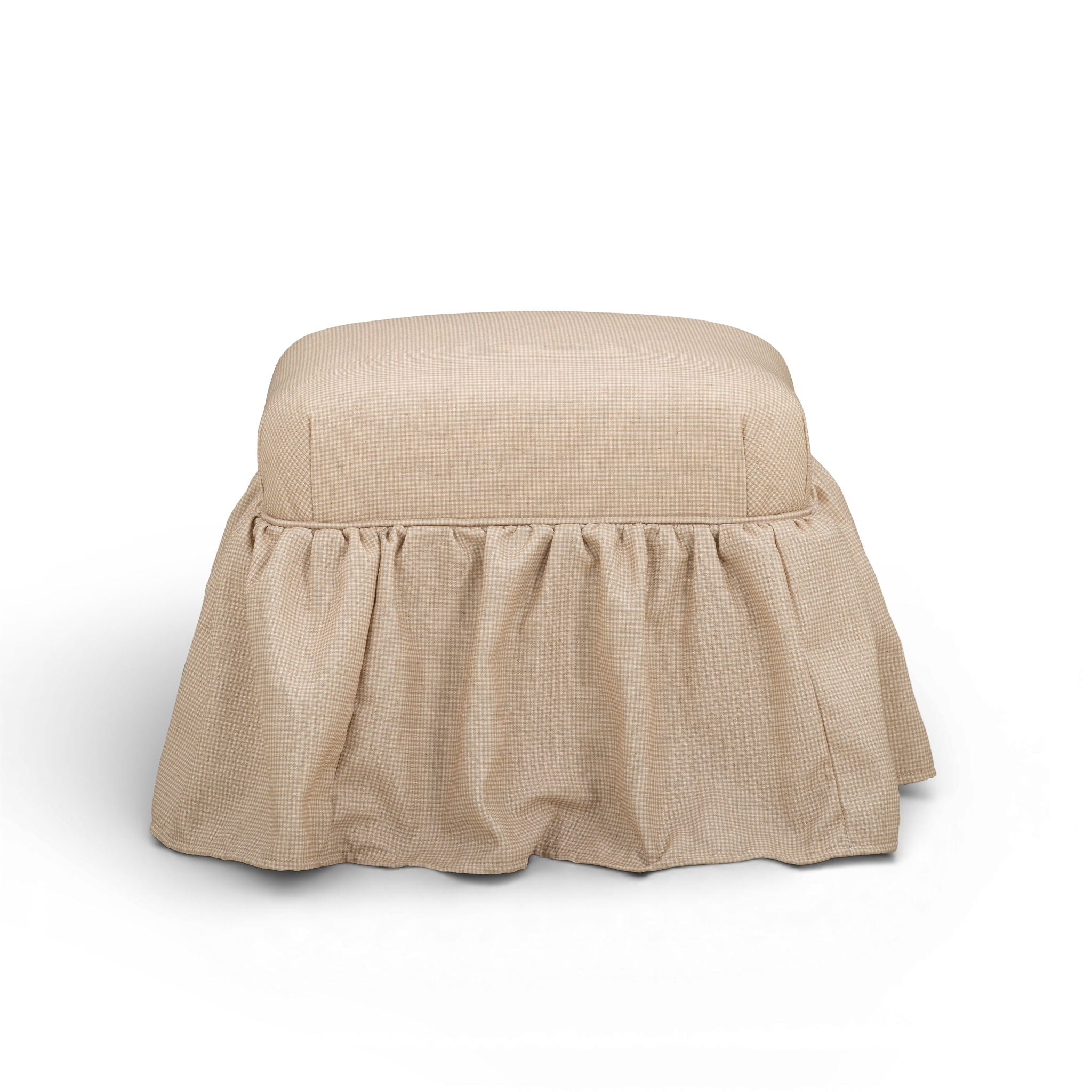 Gertrude - Performance Linen Skirted Ottoman - Yellow