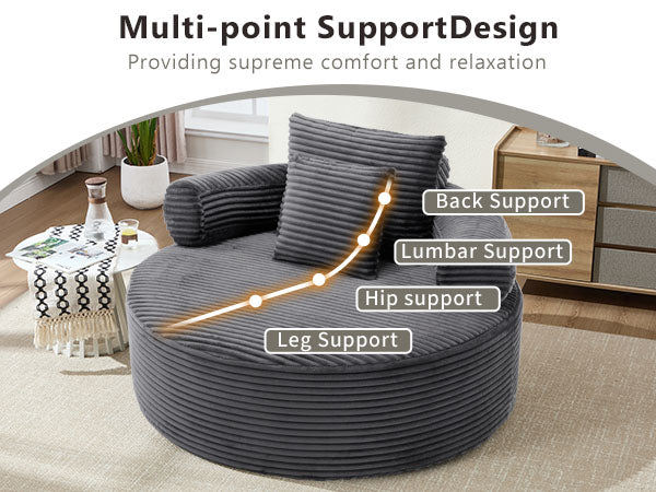 Round Sofa Bed with Memory Foam Sectional Couches