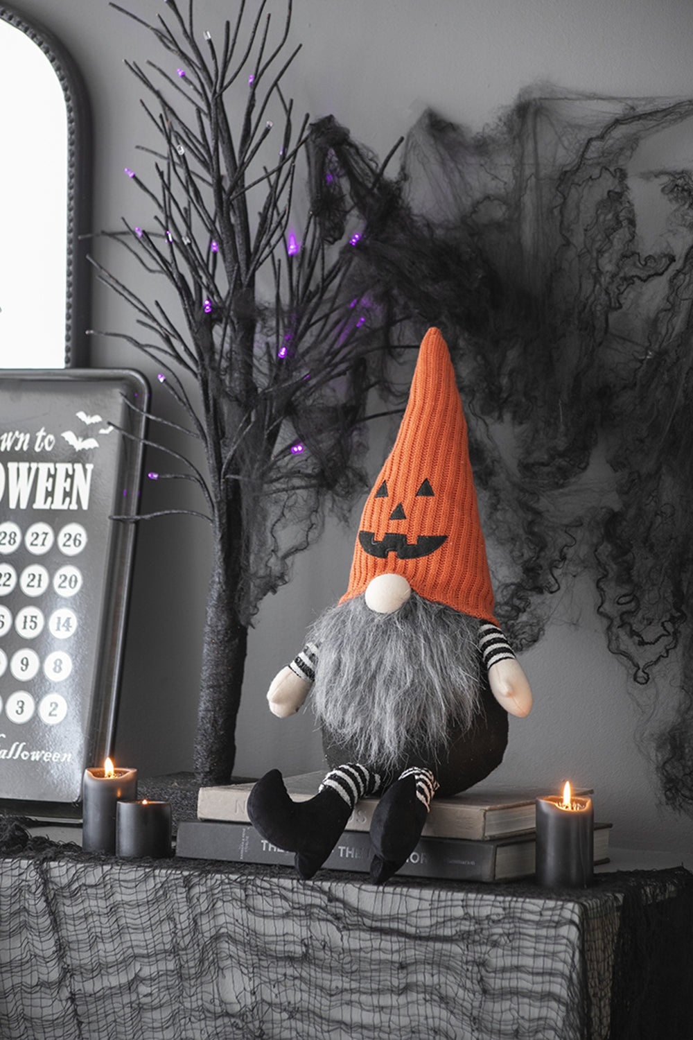 Fabric Sitting Gnome with Beard for Halloween