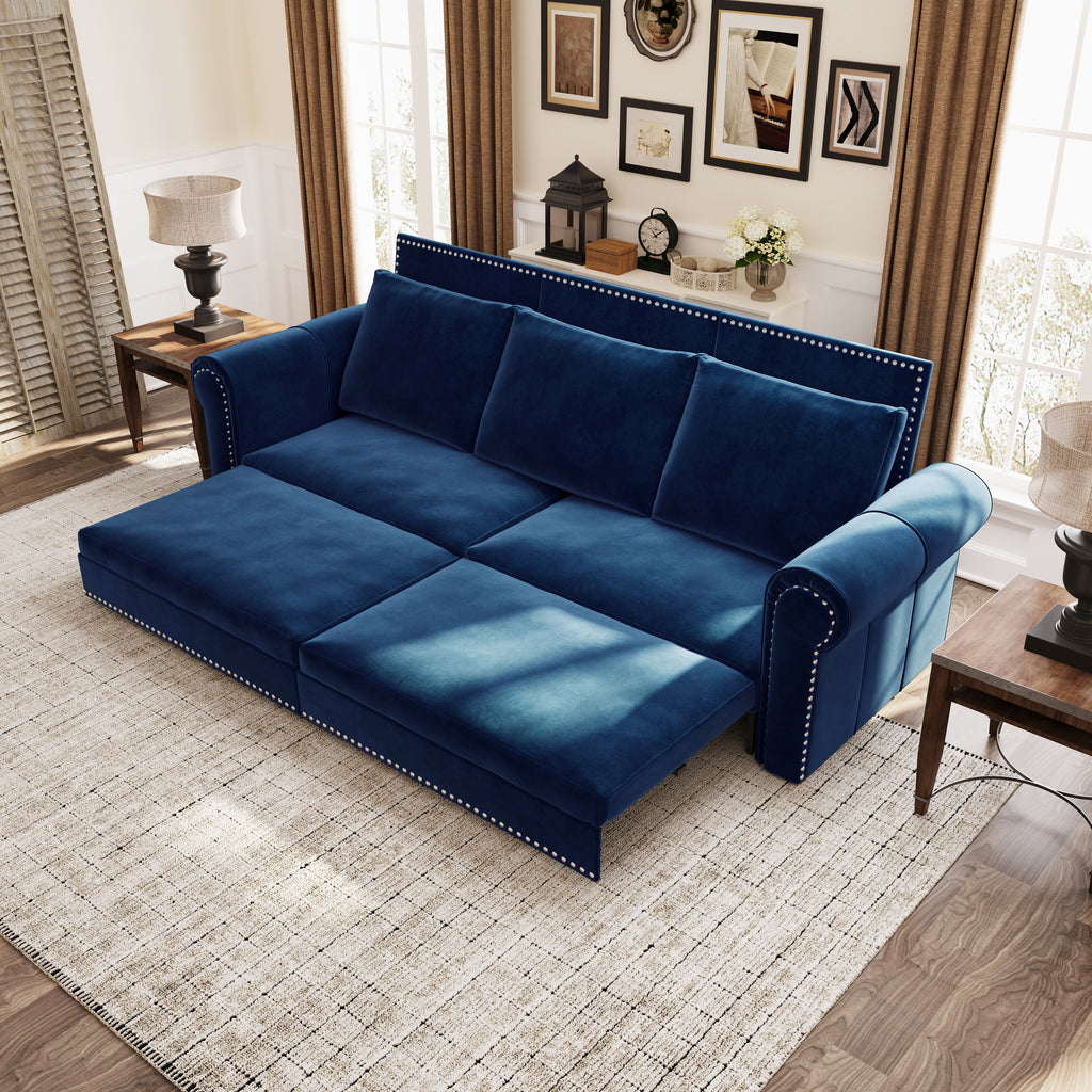 Chesterfield Sofa: 93.7" King Pull Out Sofa Bed
