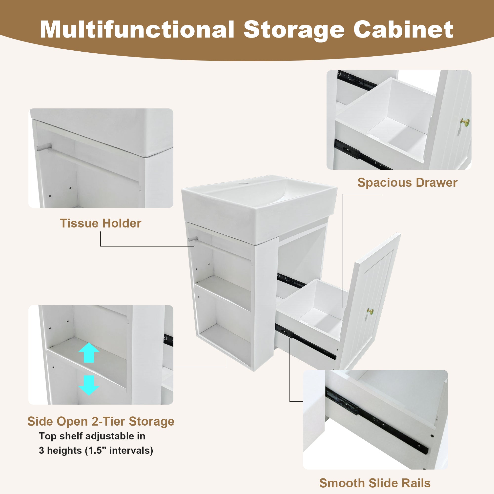 20-Inch Bathroom Vanity with Ceramic Sink