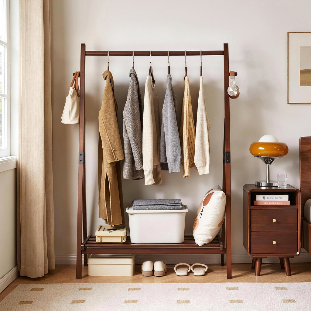 Heavy-Duty Solid Wood Freestanding Clothes Rack