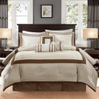 7 Piece Comforter Set Taupe/Brown Queen