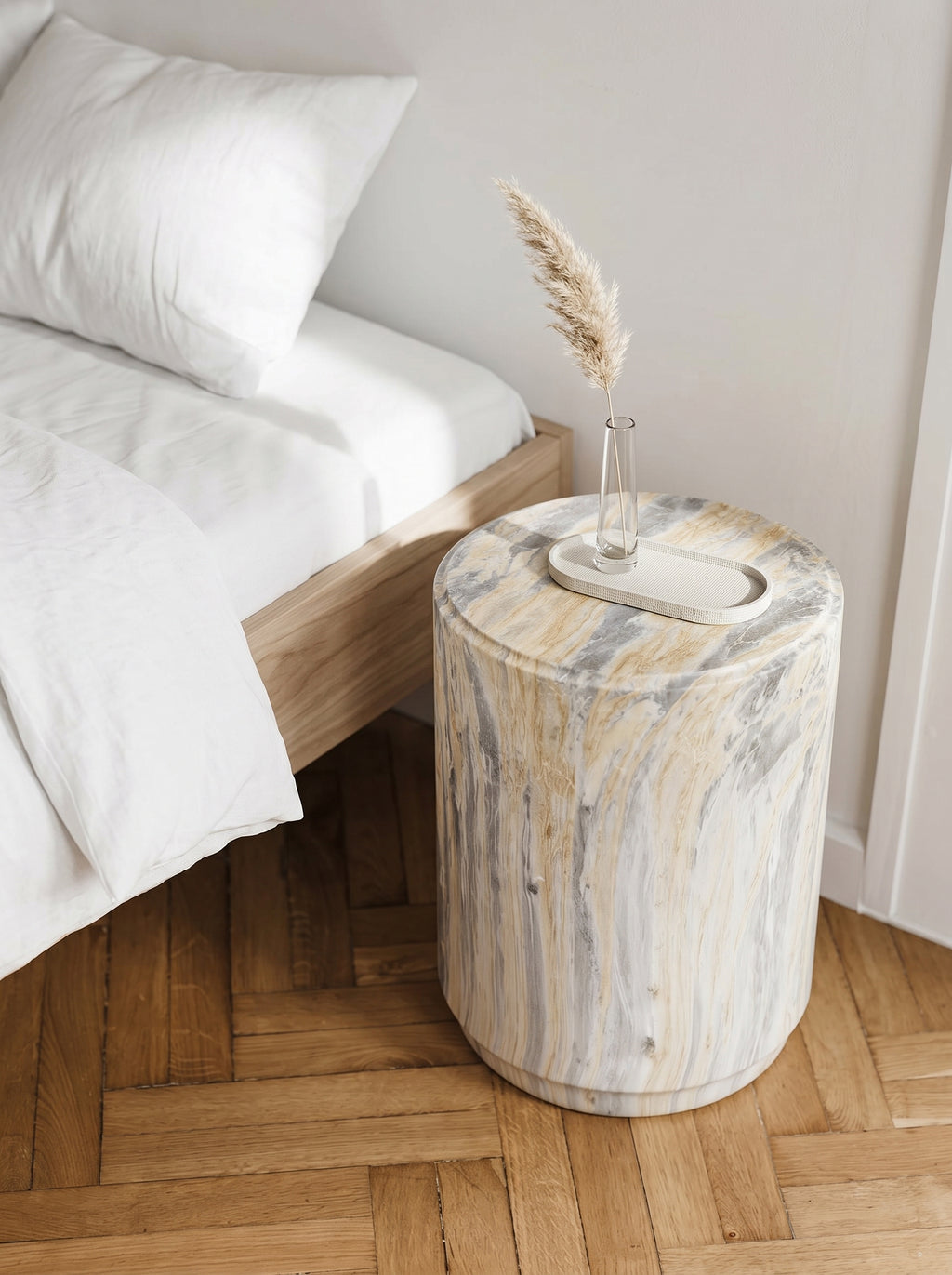 18.5-Inch Modern Marble-Look Stool