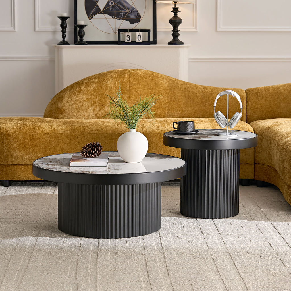 Set of 2 Coffee Tables with Sintered Stone Top