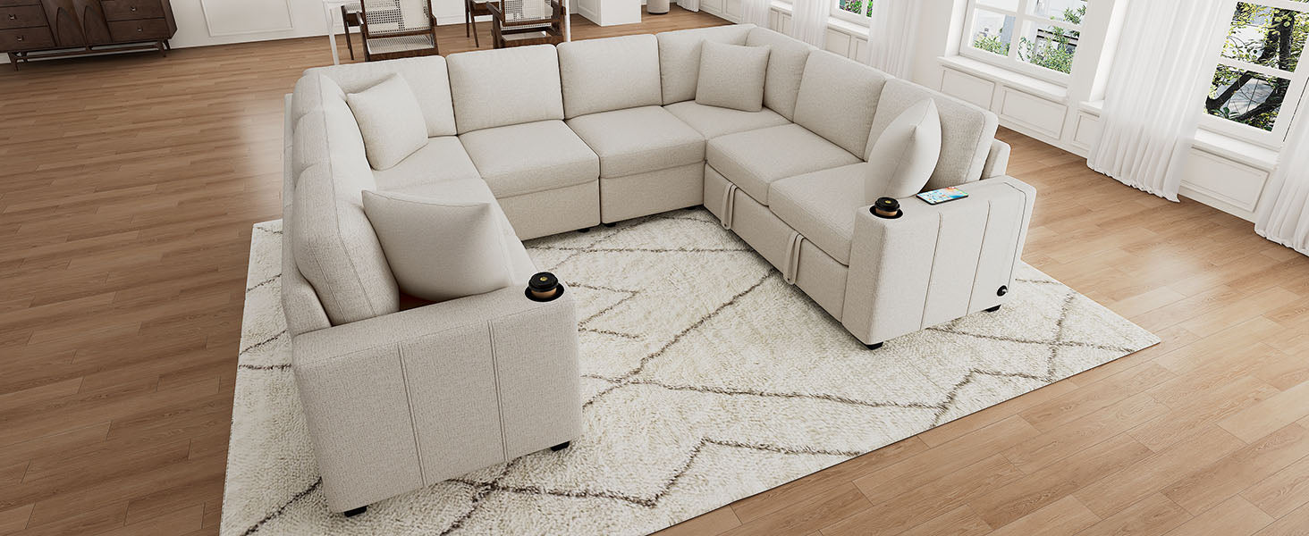 108.7" Sectional Sofa Convertible Pull-out Bed