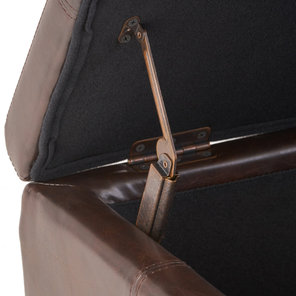 Upholstered PU Leather Storage Ottoman