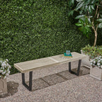 Metal/Solid Wood Outdoor Bench