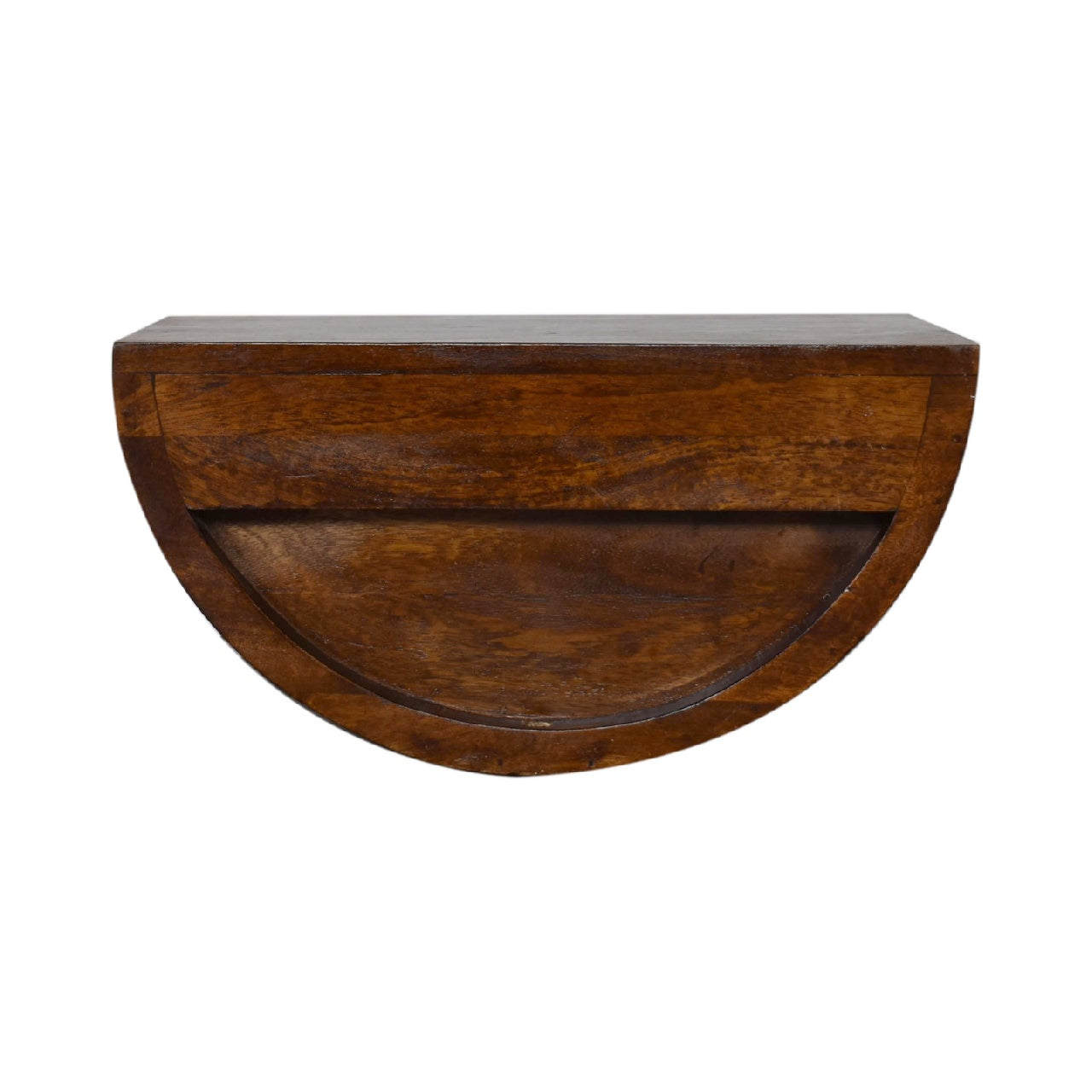 Solid Wood Chestnut Crescent Floating Nightstand, 1-Drawer