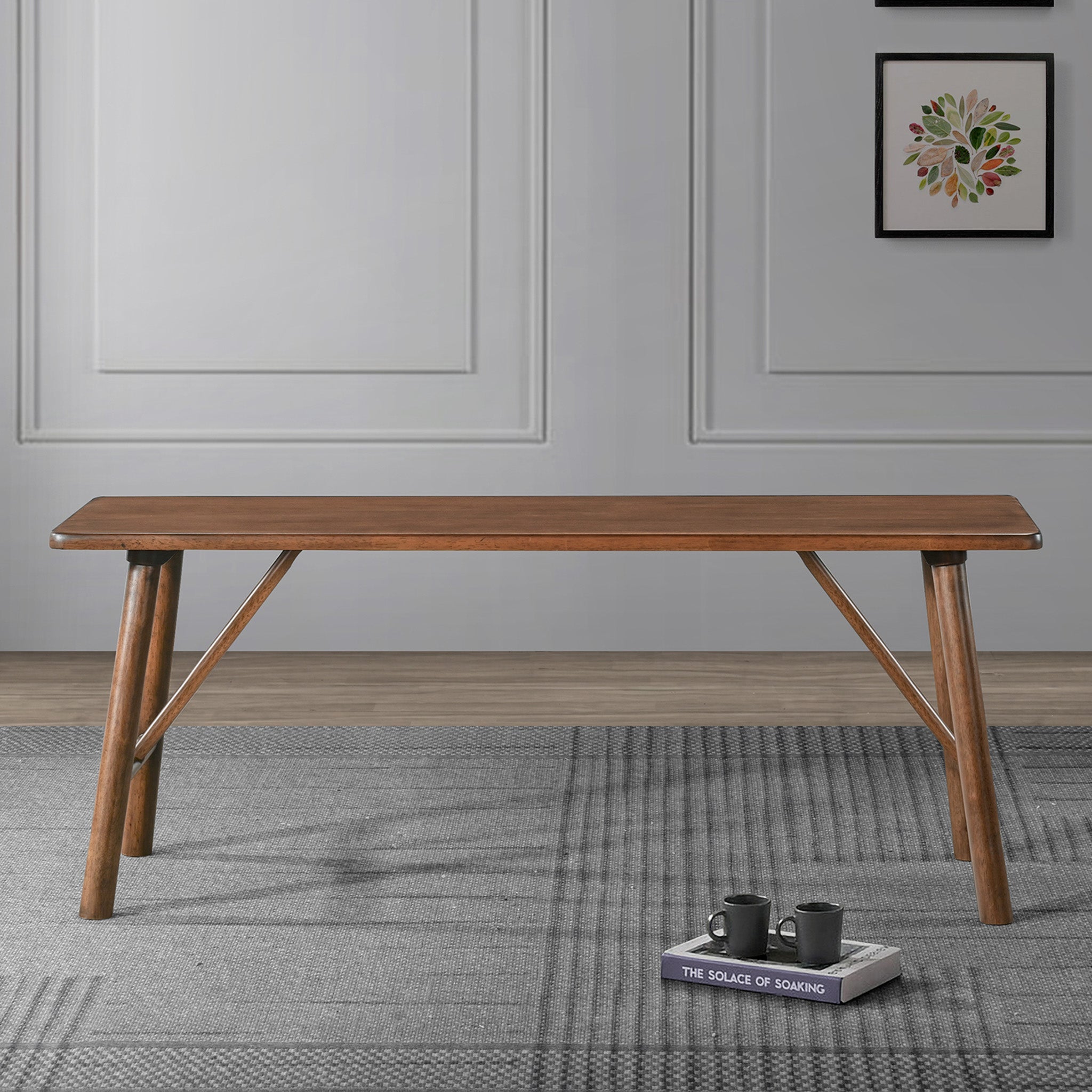 Versatile Solid Wood Molly Bench with Mid-Century Design