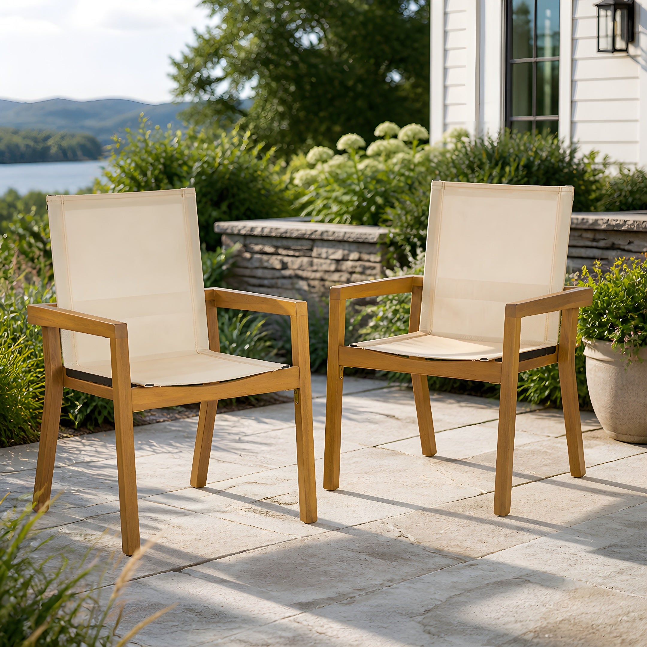 Belfast Dining Chair Set of 2, Teak Frame