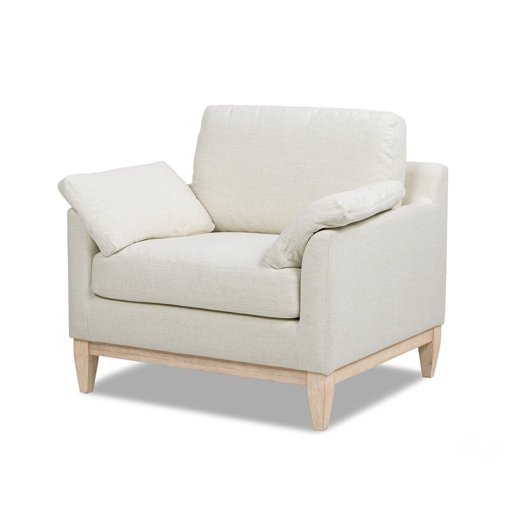 Pasadena 36" Wide Modern Farmhouse Accent Arm Chair Flax