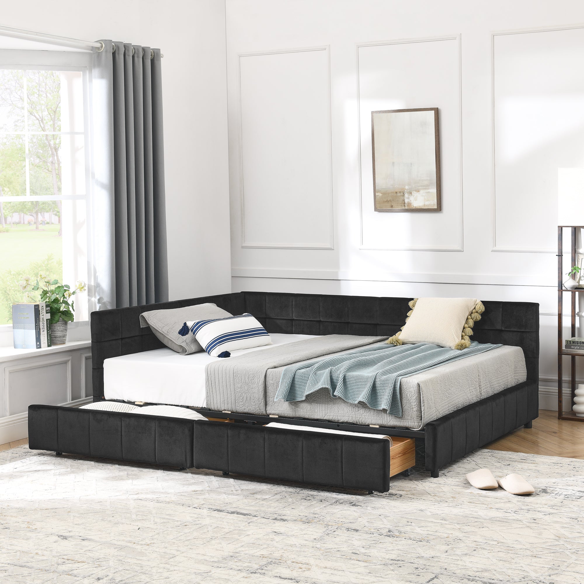Full Size Storage Upholstered Tufted Bed Frame