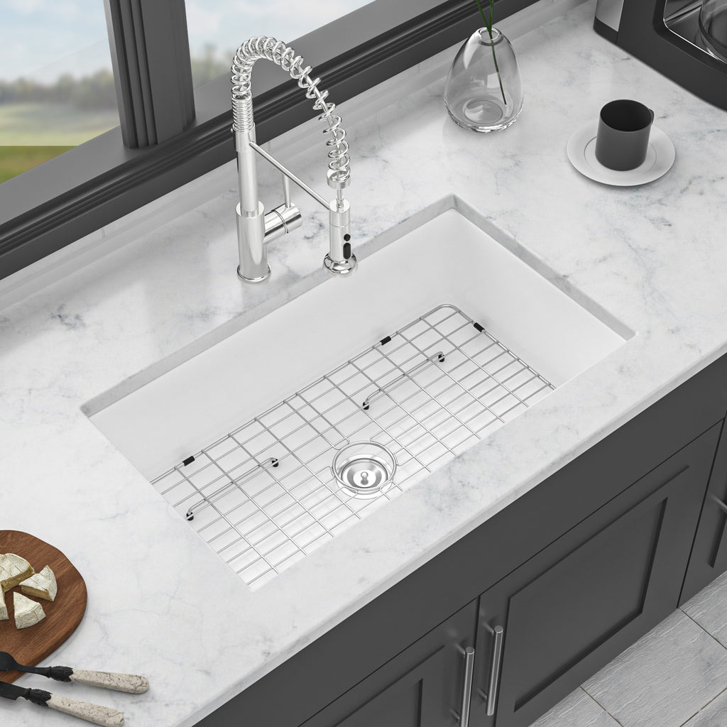 32"x19"x10" Undermount Single Bowl Porcelain Fireclay Kitchen Sink