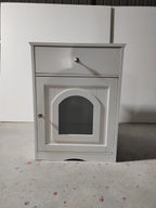 Wooden Pet House Cat Litter Box Enclosure - White
