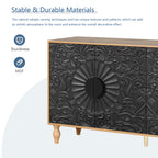 Black Carved Symmetrical Design TV Stand