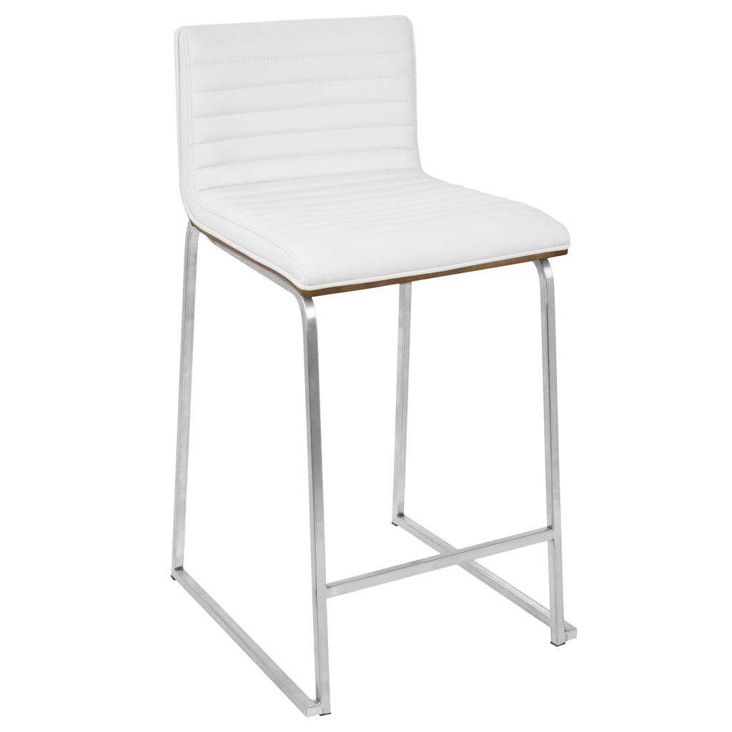 26" Contemporary Counter Stool in Brushed Stainless Steel