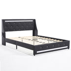 Full Size Bed Frame with LED Lights & Charging Station