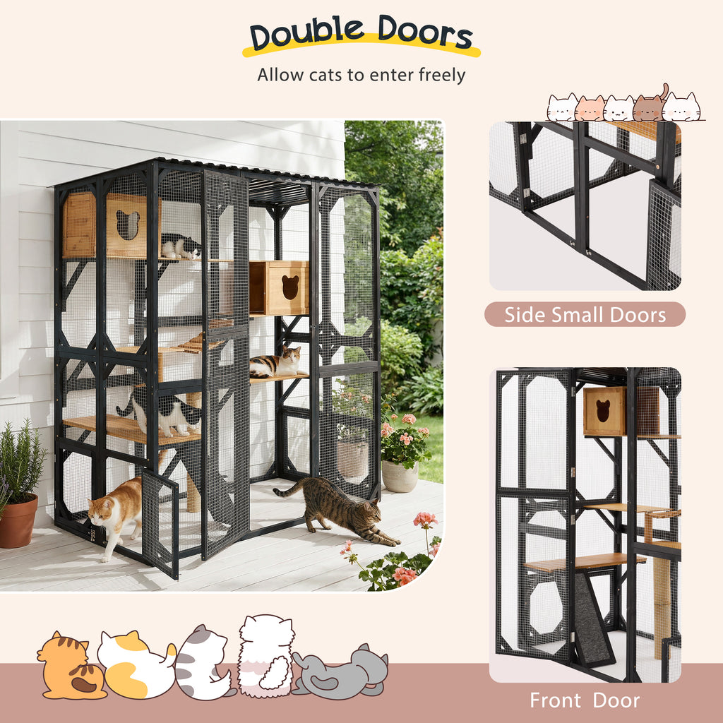 Outdoor Cat Enclosure Fir Wood Catio