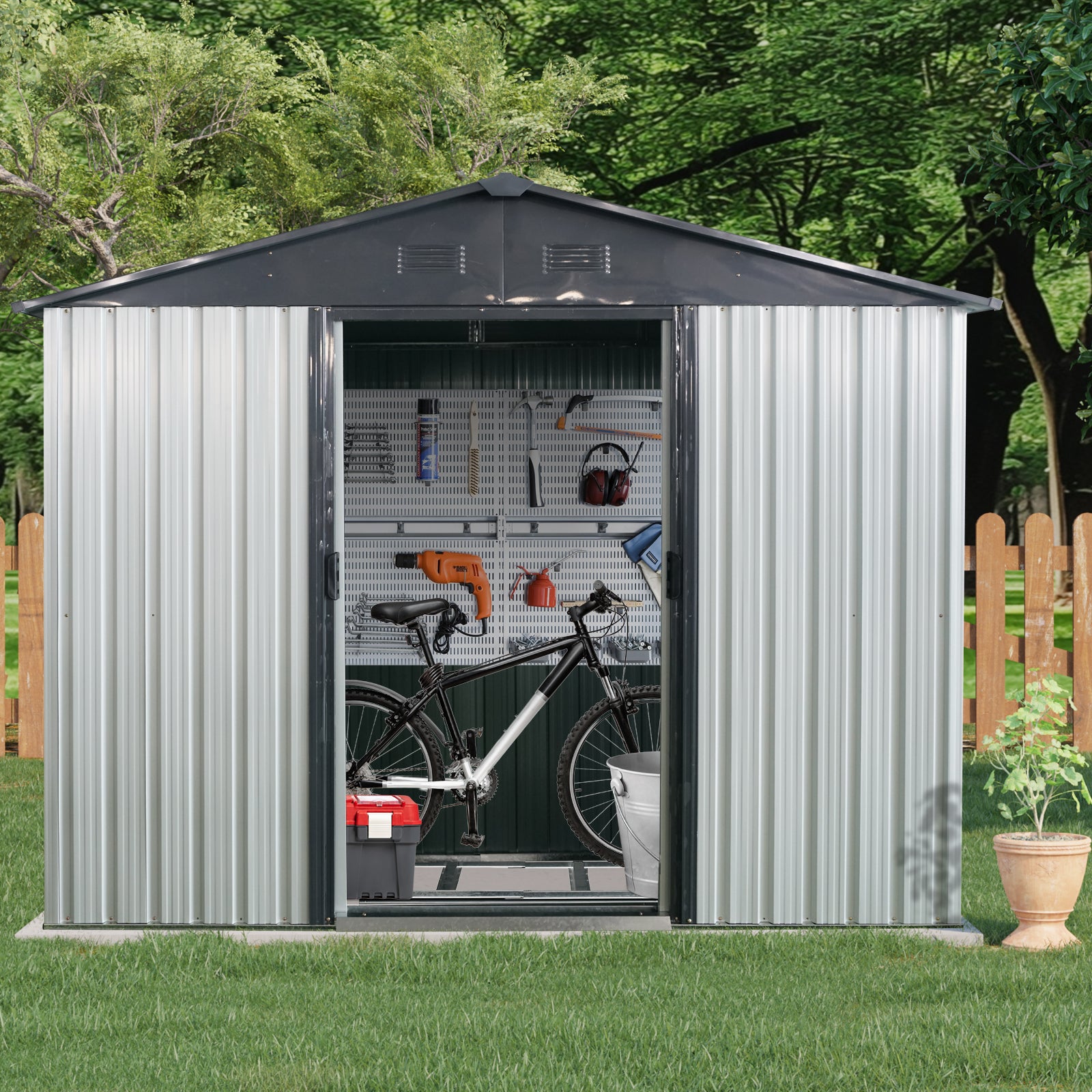 8ft x 4ft Outdoor Metal Storage Shed with Window