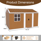 12x8 FT Heavy-Duty Metal Storage Shed