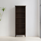 Warm Shaker 72 Inch Tall Solid Wood 5 Shelf Bookcase in Brunette