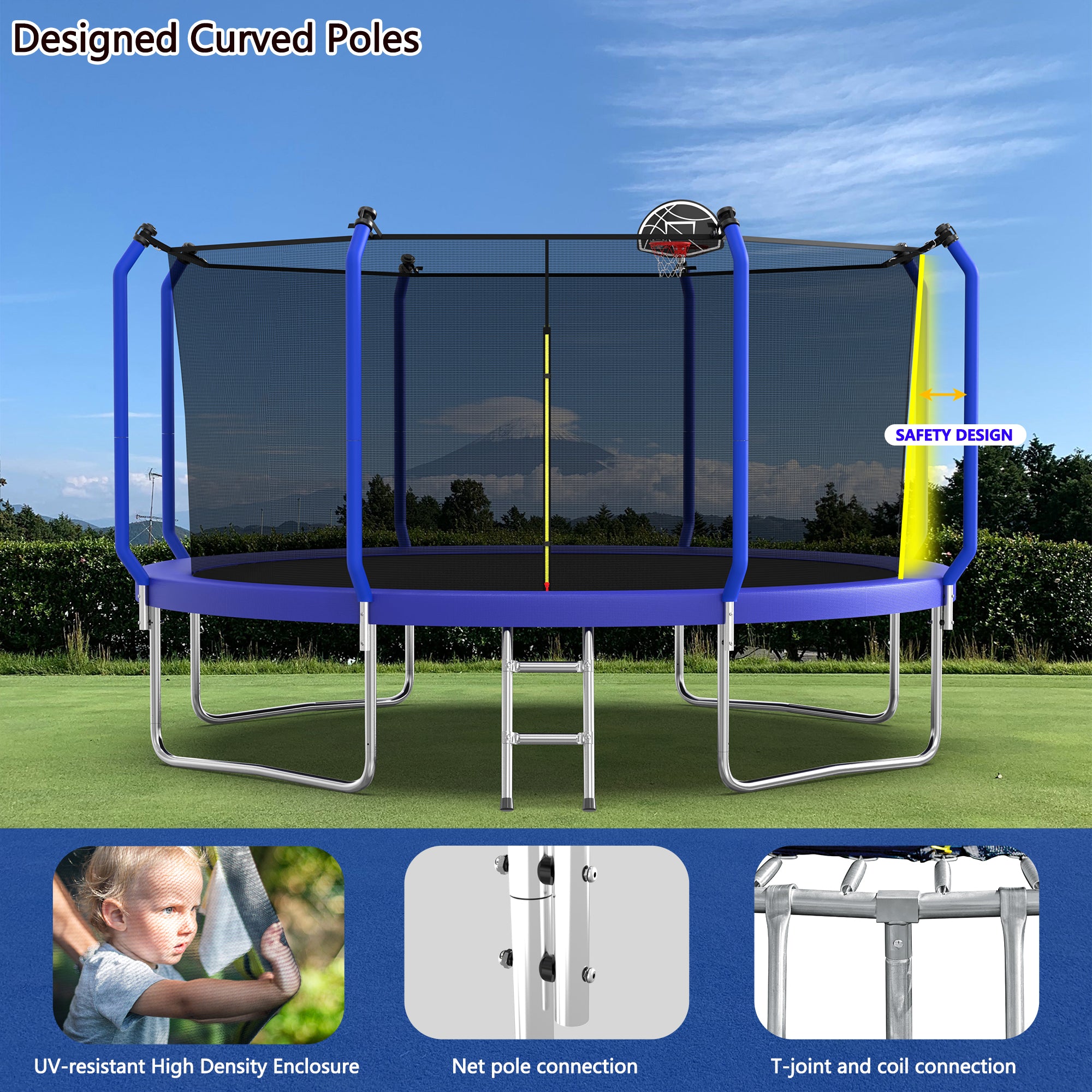 14FT Trampoline with Basketball Hoop