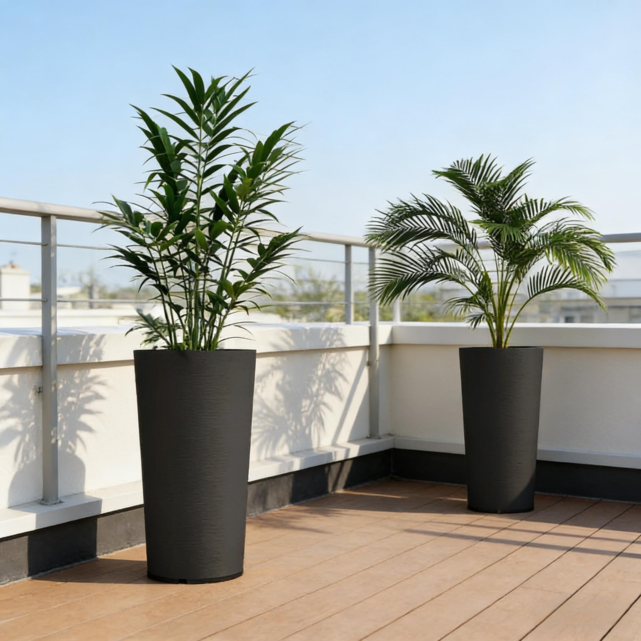 Set of 2 Flower Pots - Stackable Large Planters