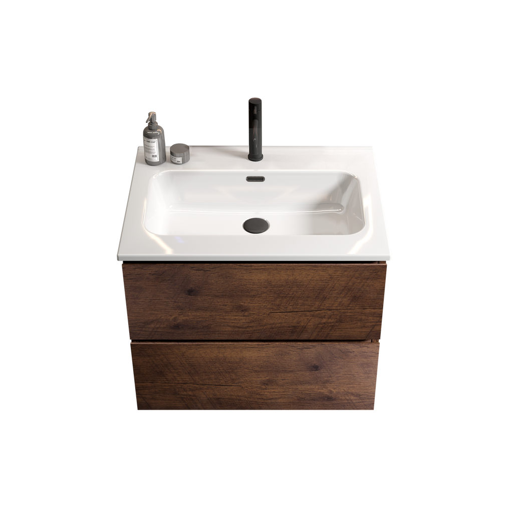 TIA 24-Inch Wall Mounted Bathroom Vanity, Walnut