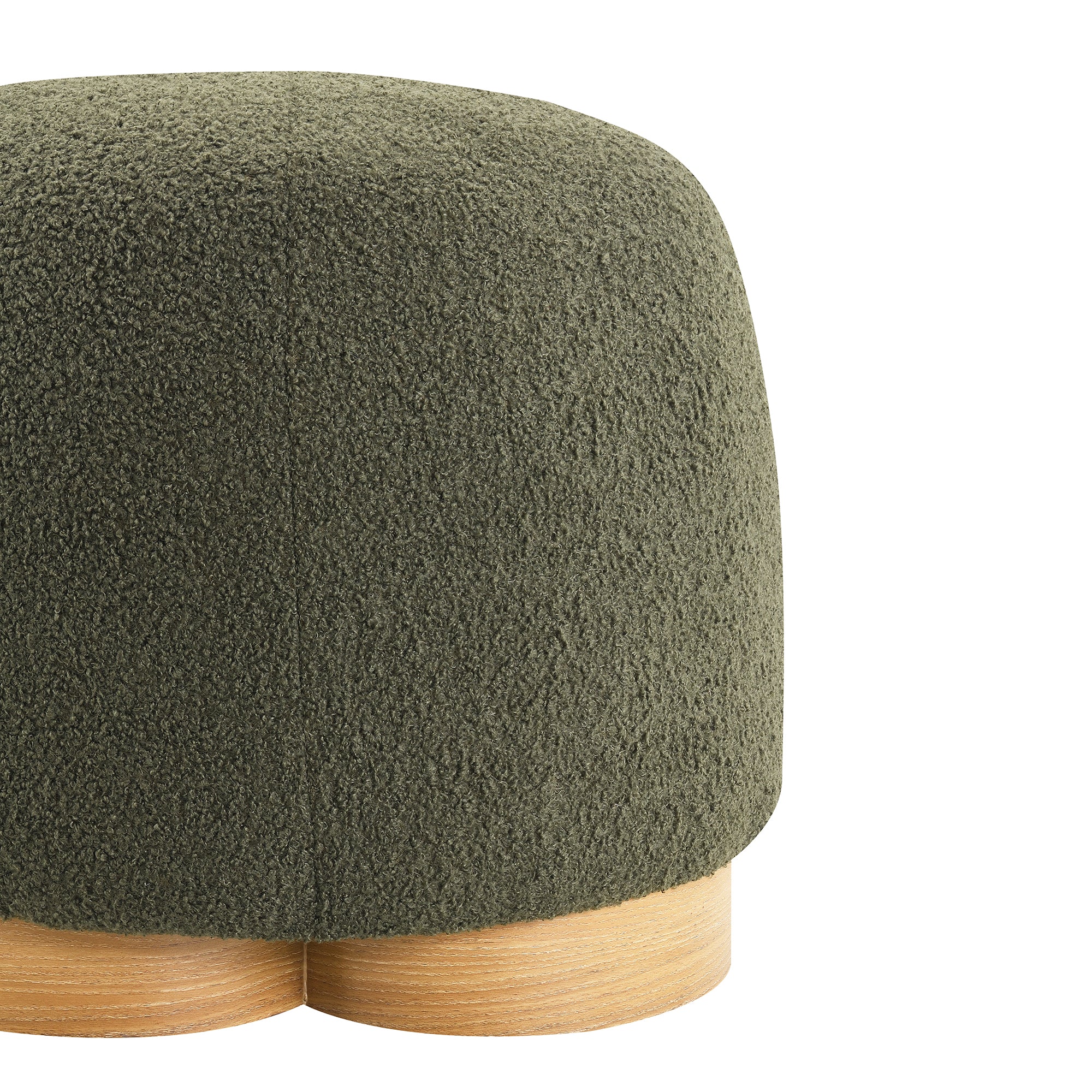 Fully Assembled Round Soft Teddy Fabric Upholstered Ottoman