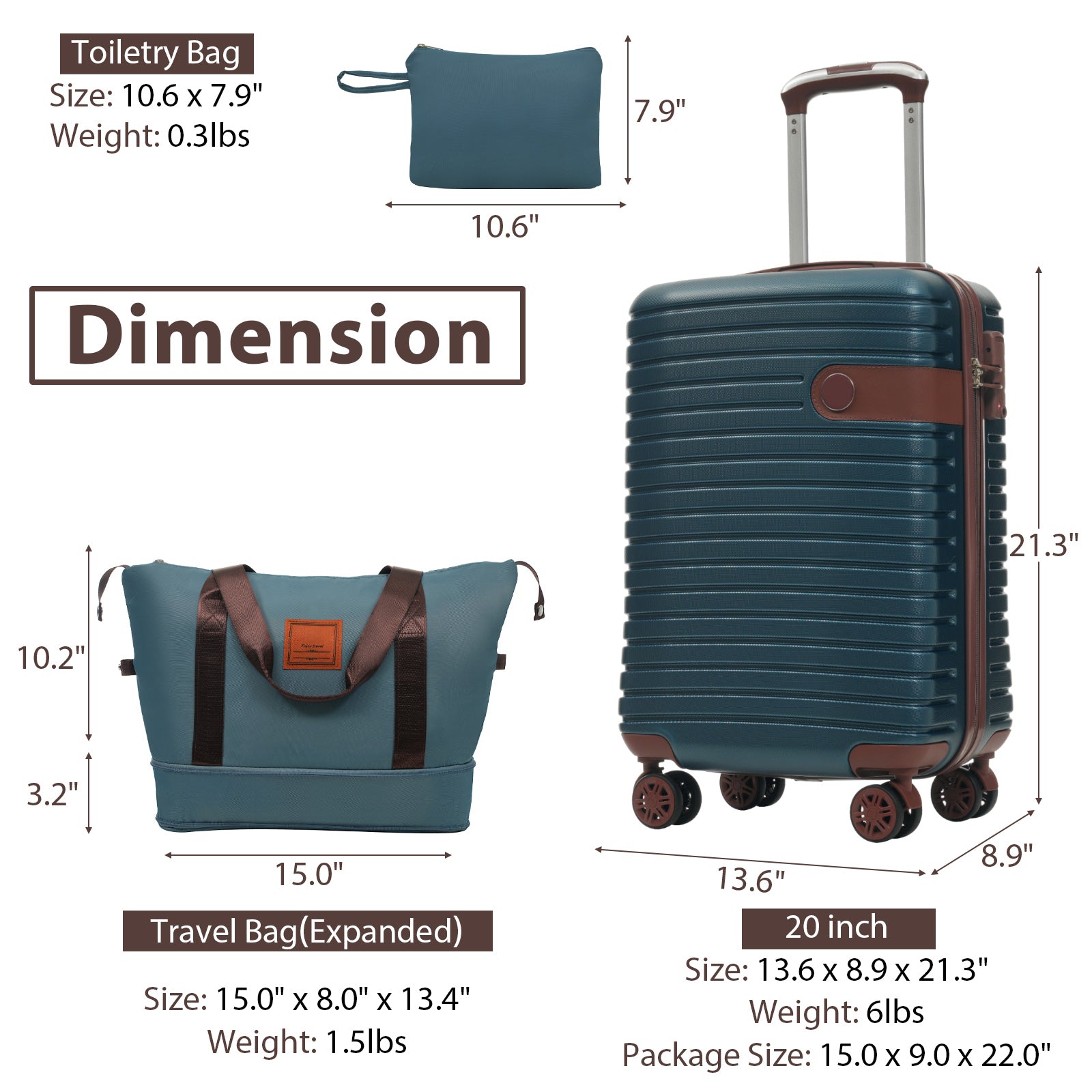 3 Piece Carry-On Luggage Set - Airline Approved