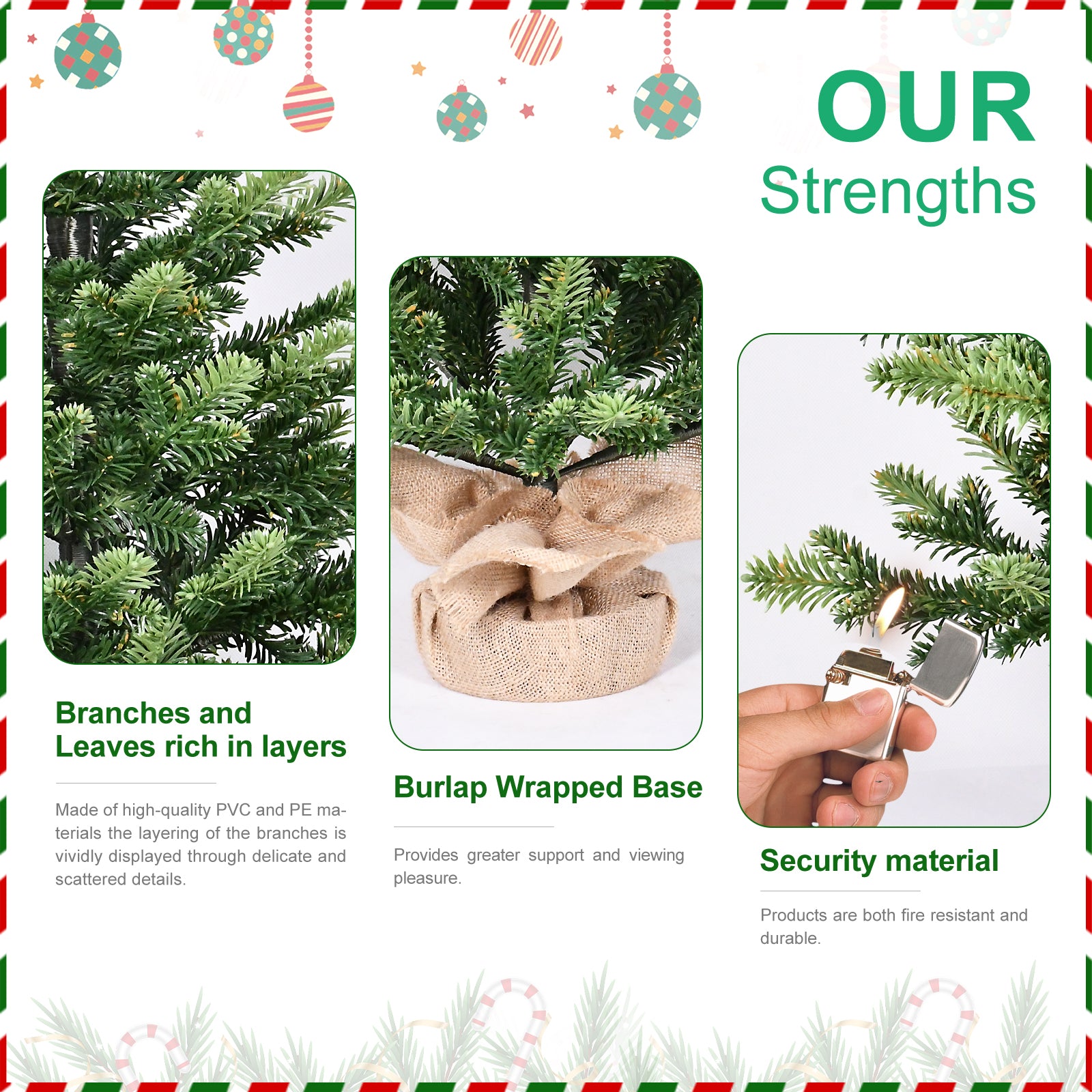 2FT Full PE Tabletop Christmas Tree with 230 Tips