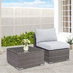 2-Piece All-Weather Outdoor Rattan Patio Furniture Set